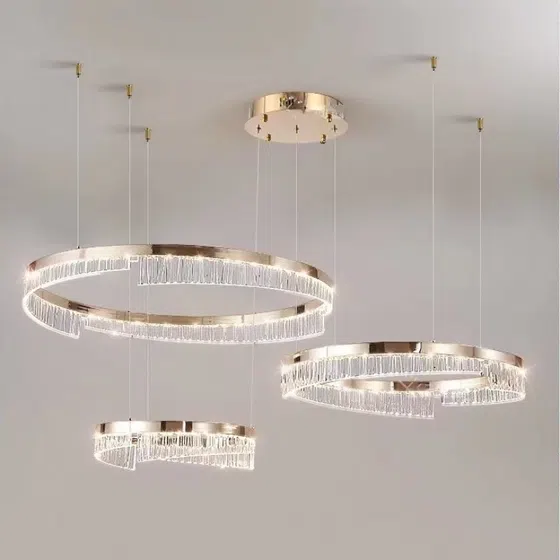 Gold Aluminum LED Circle Pendant Light in Aluminum Plating and Acrylic, detail view
