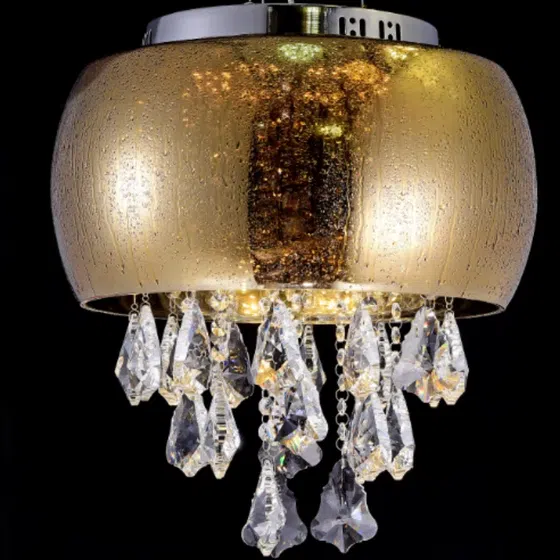 Gold Rose Glass Crystal Pendant Lamp in Glass and Crystal, detail view