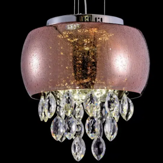 Gold Rose Glass Crystal Pendant Lamp in Glass and Crystal, installed view