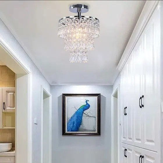 D20cm Gold Small Crystal Ceiling Light in Iron and Crystal, installed view