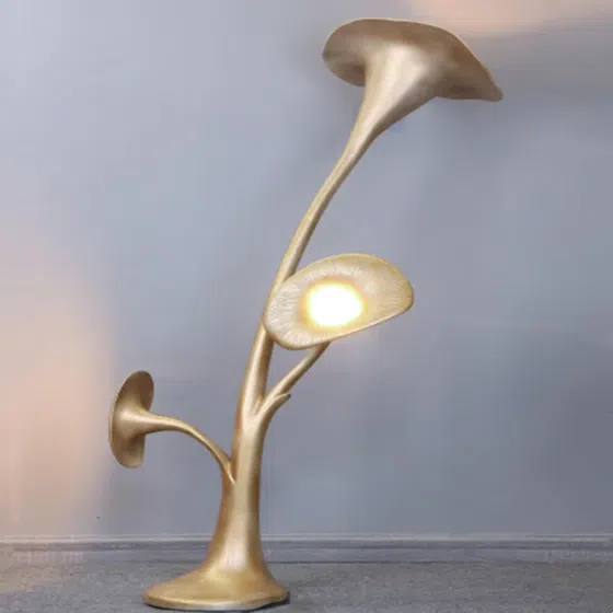Golden Art Sculpture LED Floor Light in Fiberglass, scale view