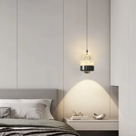 D11CM Golden Black Acrylic Pendant Lamp in Aluminum and Acrylic, detail view