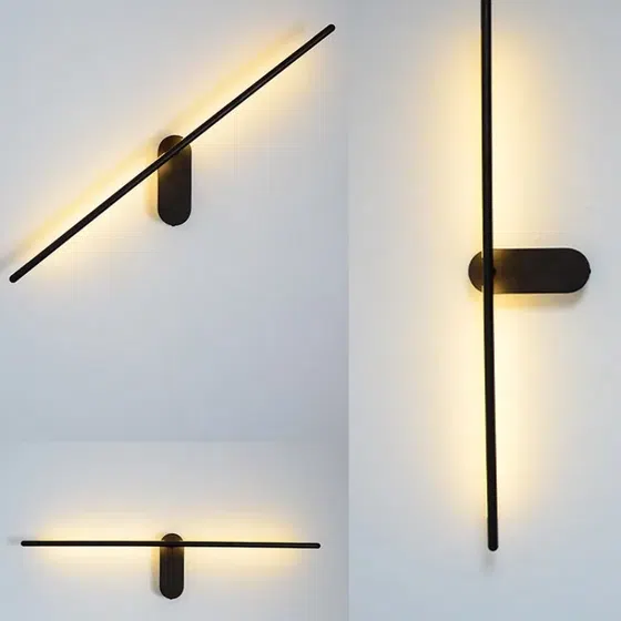 Any Angle Golden Black Linear Wall Lamp in Aluminum and PC, product photograph