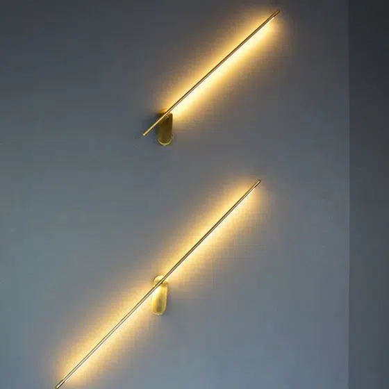Any Angle Golden Black Linear Wall Lamp in Aluminum and PC, detail view