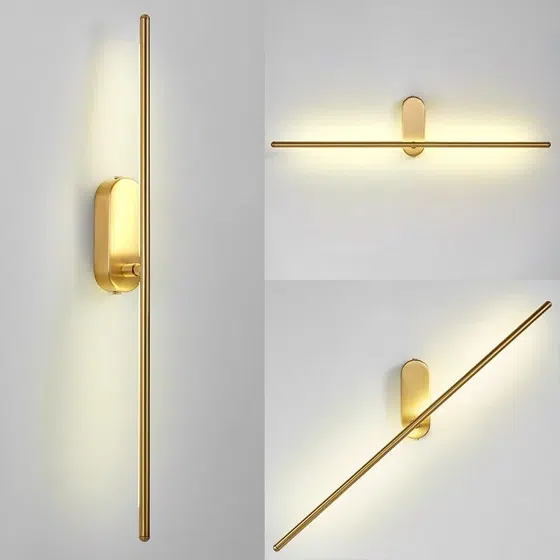 Any Angle Golden Black Linear Wall Lamp in Aluminum and PC, installed view
