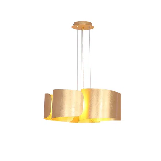 D50cm Golden Foil Iron LED Pendant Lamp in Iron and Gold Foil, product photograph