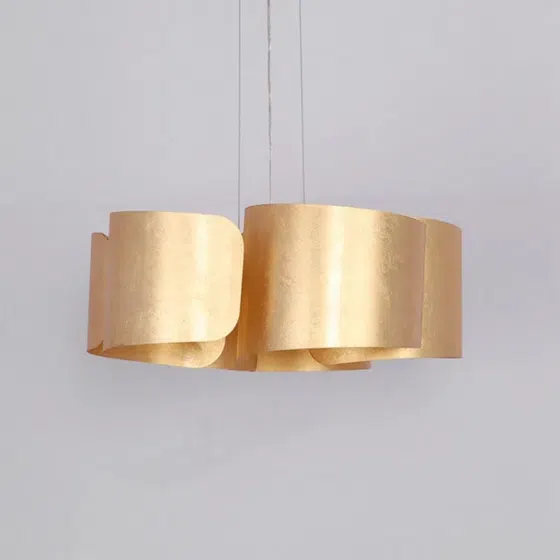 D50cm Golden Foil Iron LED Pendant Lamp in Iron and Gold Foil, installed view