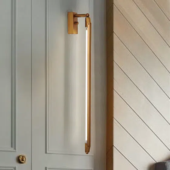 Golden Hardware Linear LED Wall Lamp in Hardware, detail view