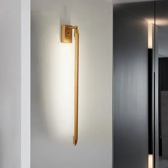 Golden Hardware Linear LED Wall Lamp in Hardware, installed view