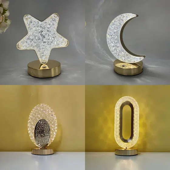 Golden Star Moon LED Table Light in PS, product photograph