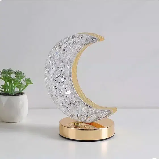 Golden Star Moon LED Table Light in PS, scale view