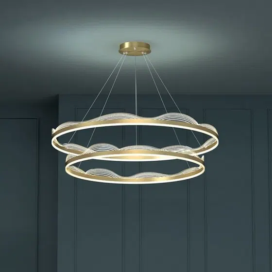 D120CM Golden Wave Acrylic Pendant Light in Aluminum, scale view
