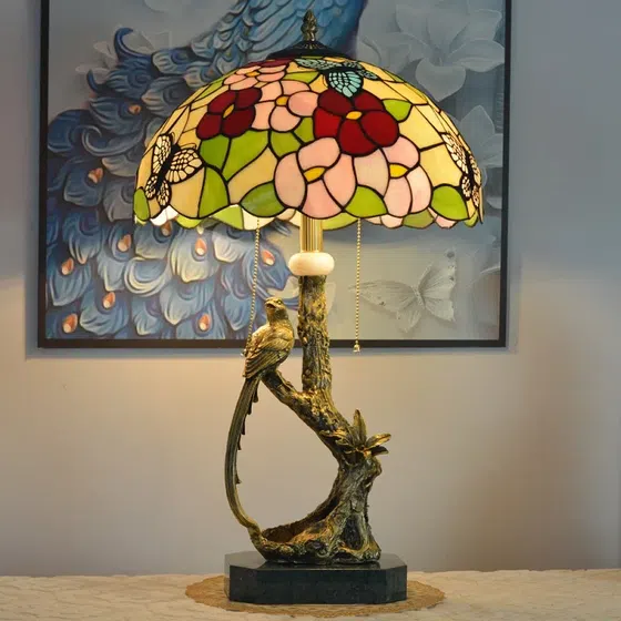 European Retro Grape Copper Glass Table Light in Copper and Glass, product photograph