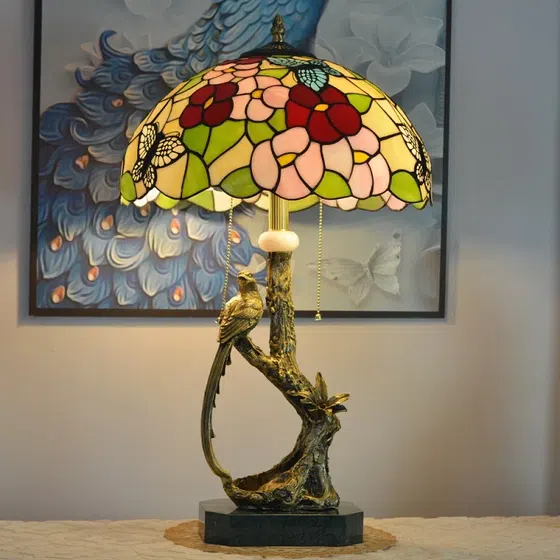 European Retro Grape Copper Glass Table Light in Copper and Glass, detail view