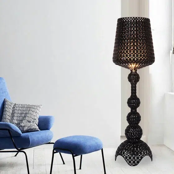 H165cm White Black Green Blue Transparent Floor Lamp in Acrylic and PVC, scale view