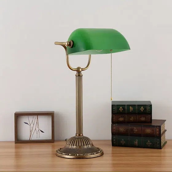 Green E27/E26 Copper Glass Table Light in Copper and Glass, scale view