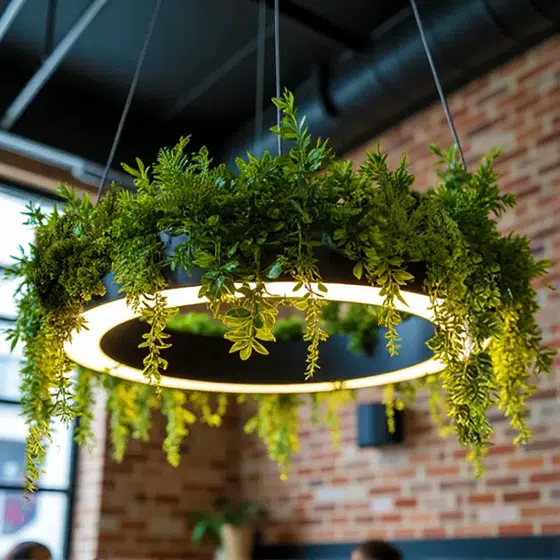Green Plant Aluminum Pendant Lamp in Aluminum and PC, detail view