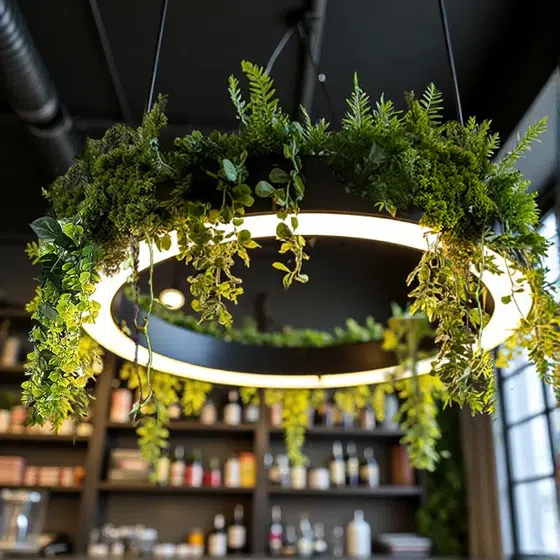 Green Plant Aluminum Pendant Lamp in Aluminum and PC, installed view