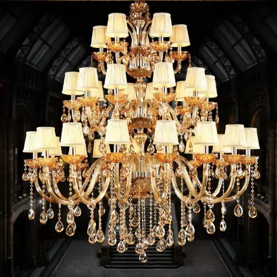 Grey Brown Amber Crystal Chandelier in Iron and Crystal and Glass and Fabric, detail view