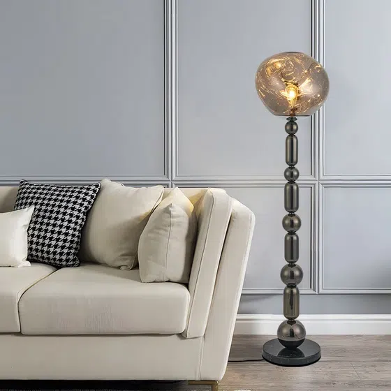 Grey Lava H146-155cm Hardware Floor Light in Hardware and Acrylic, detail view