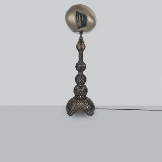 Grey Lava H146-155cm Hardware Floor Light in Hardware and Acrylic, scale view