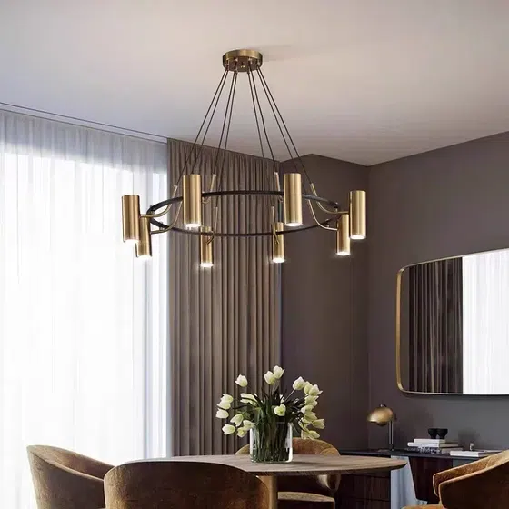 GU10 Brass Round Pendant Lamp in Aluminum and Iron, detail view