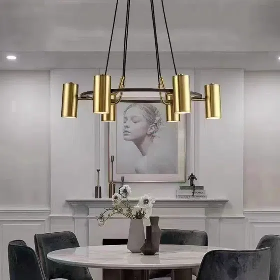 GU10 Brass Round Pendant Lamp in Aluminum and Iron, scale view