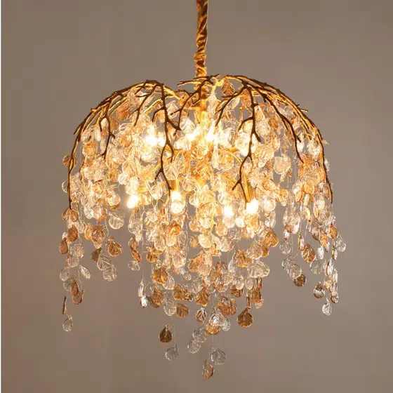 H100CM Glass Chain LED Chandelier in Copper and Glass, product photograph