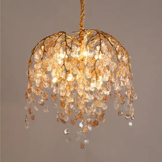 H100CM Glass Chain LED Chandelier in Copper and Glass, detail view