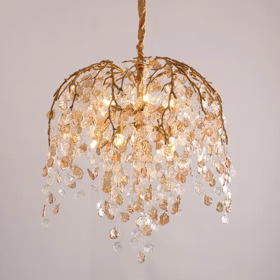 H100CM Glass Chain LED Chandelier in Copper and Glass, installed view