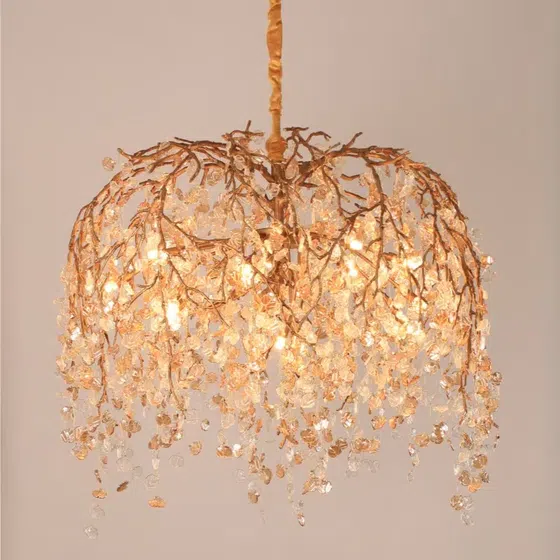 H100CM Glass Chain LED Chandelier in Copper and Glass, scale view