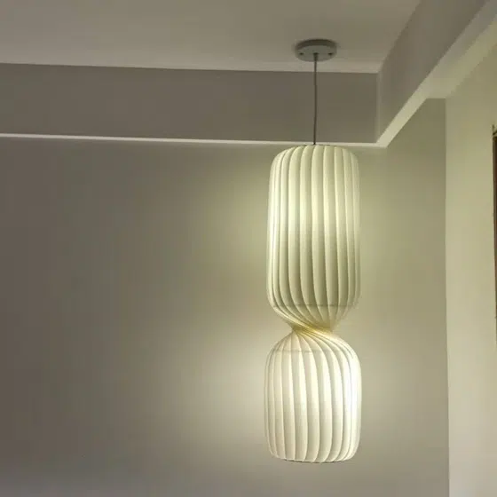 H120CM Silk Lantern Pendant Lamp in Iron and Silk, scale view