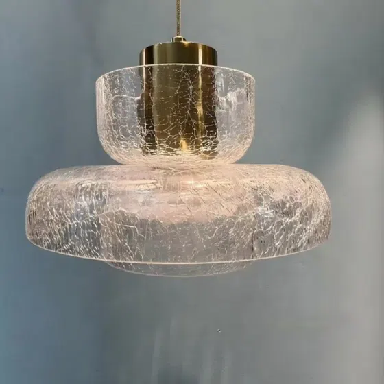 H12CM Cracked Glass Pendant Light in Iron and Glass, scale view