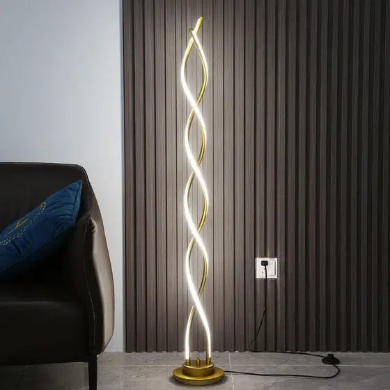 H143CM Art S-Shape LED Floor Light in Iron and Aluminum, product photograph