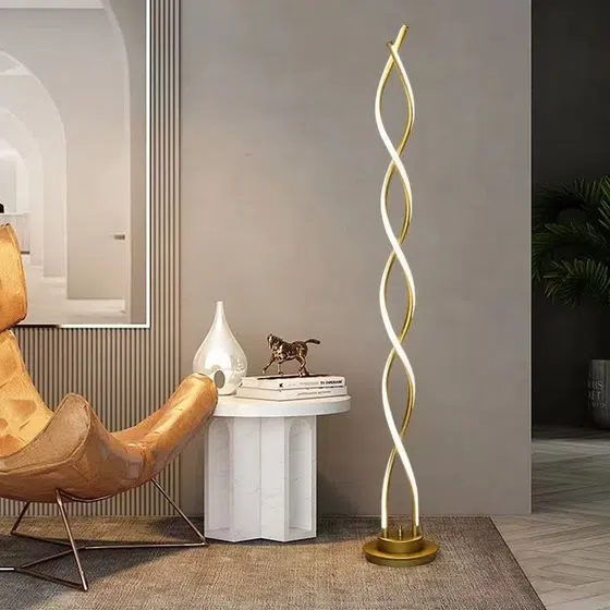 H143CM Art S-Shape LED Floor Light in Iron and Aluminum, scale view