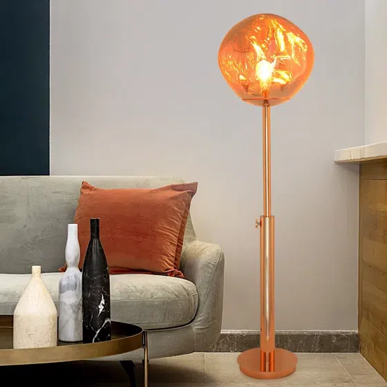 H145cm Metal PVC Lava LED Floor Lamp in Metal and PVC, scale view