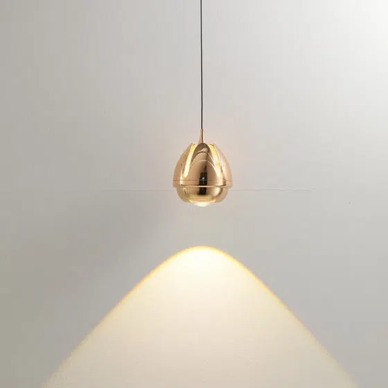 H14cm Aluminum Ball LED Pendant Light in Aluminum and Acrylic, product photograph