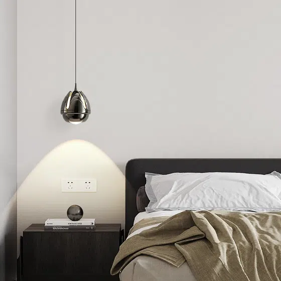 H14cm Aluminum Ball LED Pendant Light in Aluminum and Acrylic, detail view