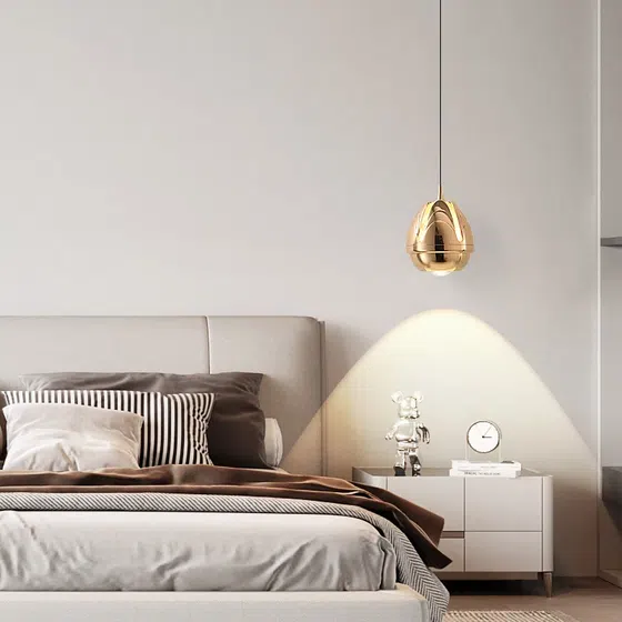 H14cm Aluminum Ball LED Pendant Light in Aluminum and Acrylic, installed view