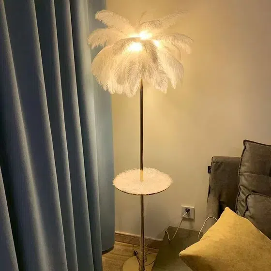 H150CM Iron Feather Floor Lamp in Iron and Feather, installed view