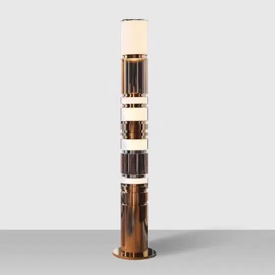 H165cm Stainless Steel Imitation Marble LED Floor Light in Stainless Steel and Imitation Marble, product photograph