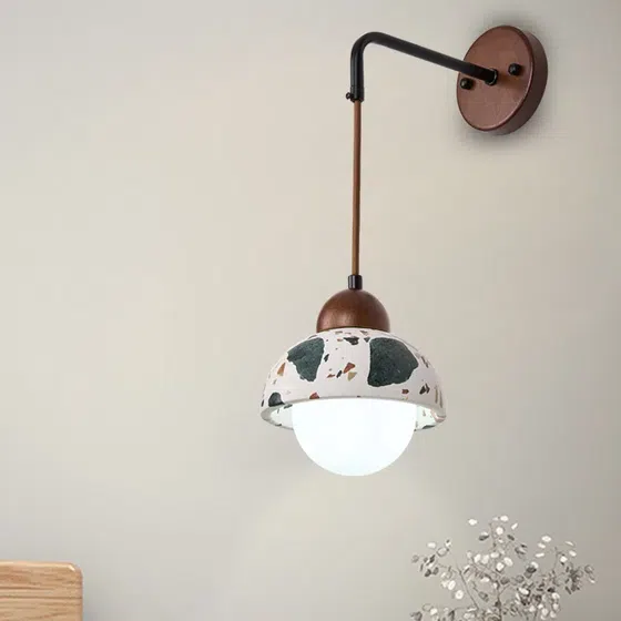 H16cm Terrazzo Wood LED Wall Lamp in Wood and Terrazzo, installed view