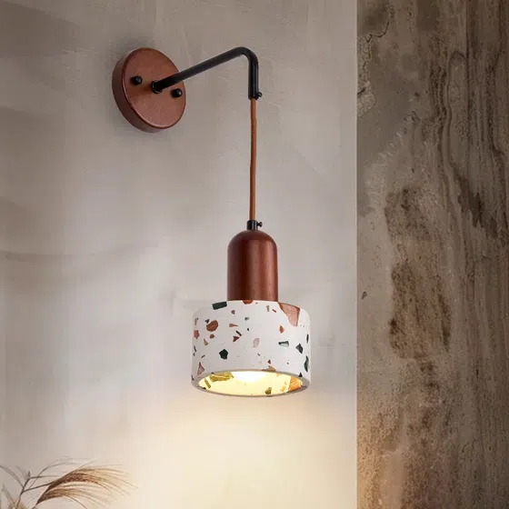 H16cm Terrazzo Wood LED Wall Lamp in Wood and Terrazzo, scale view