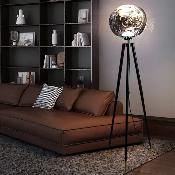 H170cm Acrylic Lava LED Floor Light in Iron and Acrylic, scale view