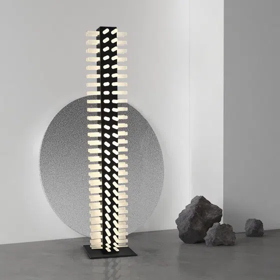 H175CM Pillar Iron Acrylic LED Floor Lamp in Iron and Acrylic, product photograph
