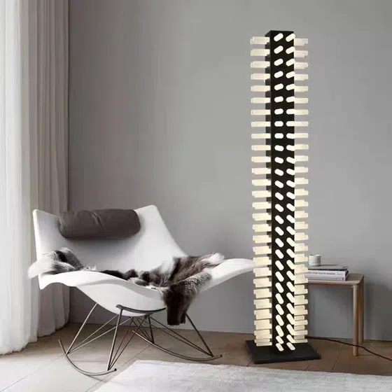H175CM Pillar Iron Acrylic LED Floor Lamp in Iron and Acrylic, detail view