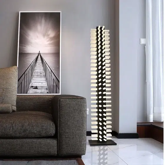 H175CM Pillar Iron Acrylic LED Floor Lamp in Iron and Acrylic, installed view