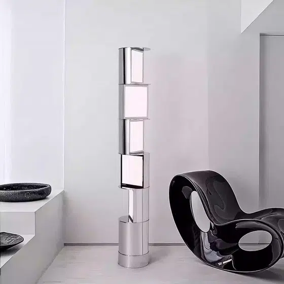 H186CM Stainless Steel Acrylic Floor Lamp in Stainless Steel and Acrylic, installed view