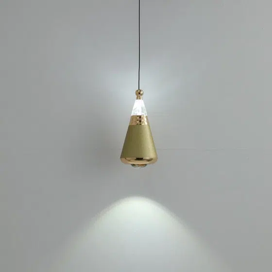 H19CM Cone Acrylic Pendant Lamp in Aluminum and Acrylic, product photograph