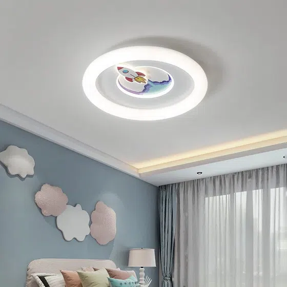H19CM Rocket Spaceman LED Ceiling Light in Iron and Plastic, installed view